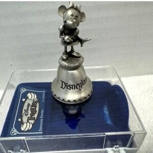 Vintage Disney Pewter Disneyland Minnie Mouse Bell Figurine with Box
